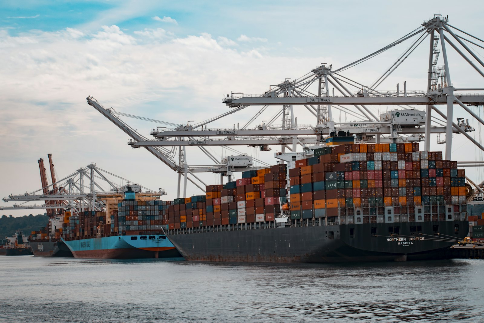 Container ship at sea